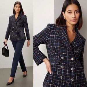 Veronica Beard Rumer Dickey Jacket Blazer in Navy Tweed